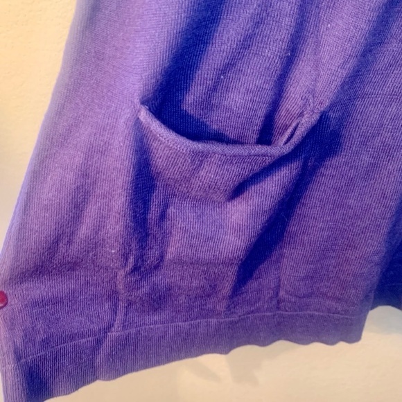 NEW Smock-Style Sweater Medium Newport News Purple Beautiful Pocket 100% Cotton - Picture 9 of 16